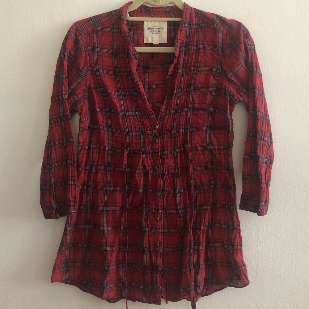 Abercrombie Plaid Button Up Tie Waist Shirt